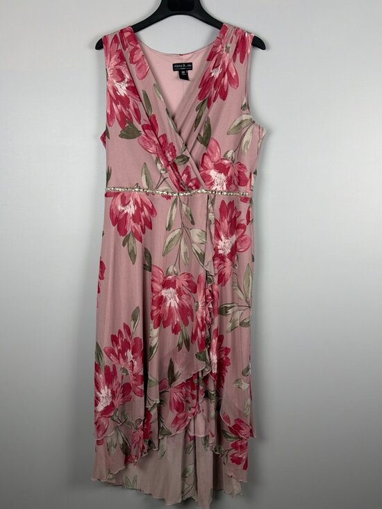 Alexa B Nites Dresses & Skirts - Alexa B Nites Midi Dress Womens 18W Pink Sheer Floral Fairy Cottagecore Y2K Boho